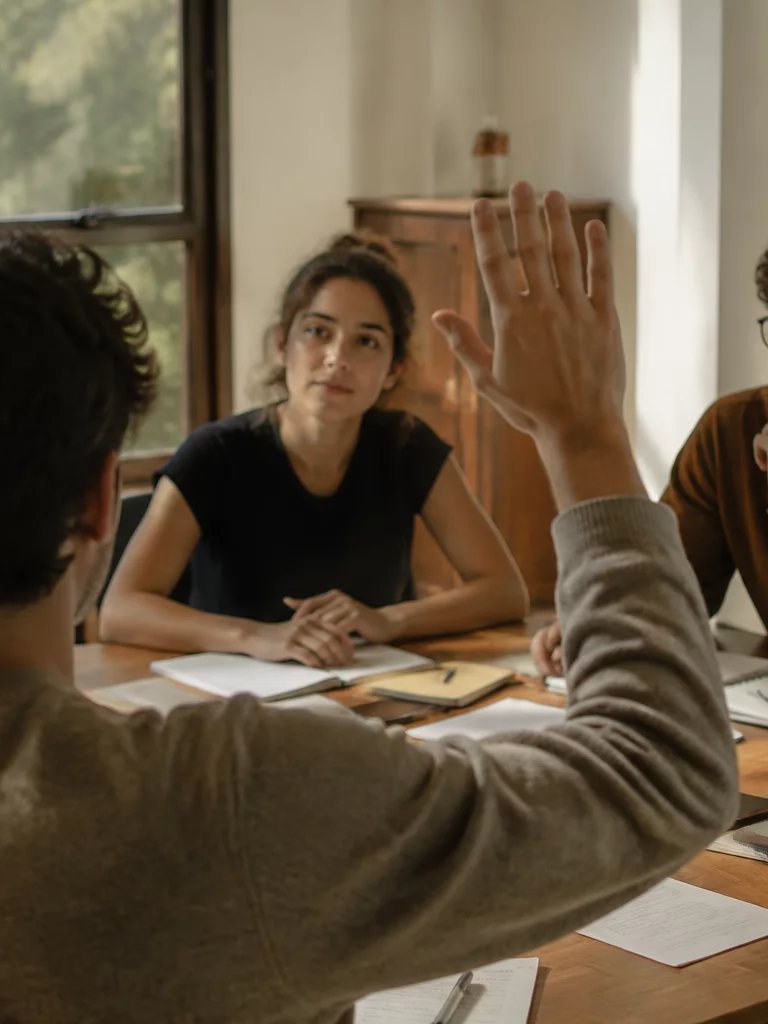 Dupla preparando uma rodada com cadernos abertos e canetas marcadoras sobre a mesa